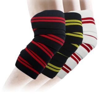 2pcs about 2.0m*8cm Weight Lifting Elastic Knee Bandages Leg Compression Calf Support Wraps Sports Squats Training Strap