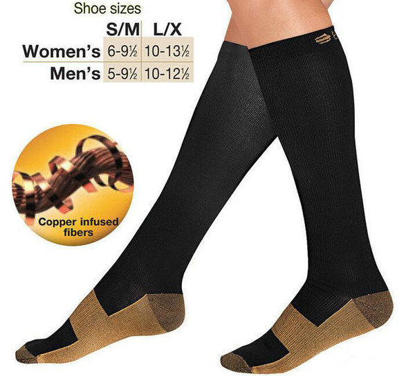 2018 Hot Unisex Sport Miracle Copper Socks Anti Fatigue Copper Compression Socks Thin Leg Warmers Shaper Socks Slim Stocking Tights
