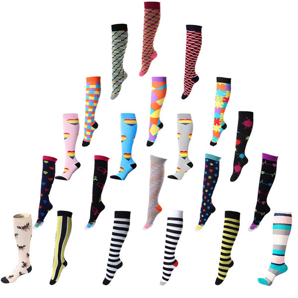 Compression Socks Colorful Funny Breathable Socks Leg Shaper for Women Running Flight Travels Wholesale Free Shipping