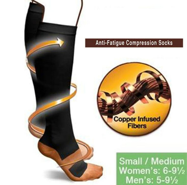 50Pairs Miracle Copper Socks Anti Fatigue Copper Compression Socks Stocking New S M L XL Unisex For Sport OPP bag