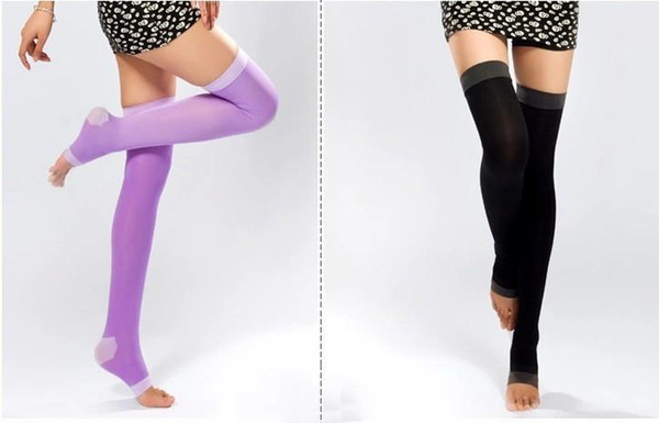 Newly Amazing Women Overnight Slimming Spats Compression Shaping Leg Stocking Black Purple Sexy Stockings drop shipping
