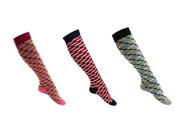 Unisex Running compression Sock Trellis Design Leg Shaper Basketball Compression Sock Fiber 5 Colors long pattern Knitted