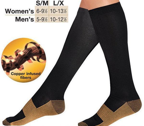 Miracle Copper Socks Anti Fatigue Copper Compression Socks Stocking New S M L XL Unisex For Sport With Retail Package