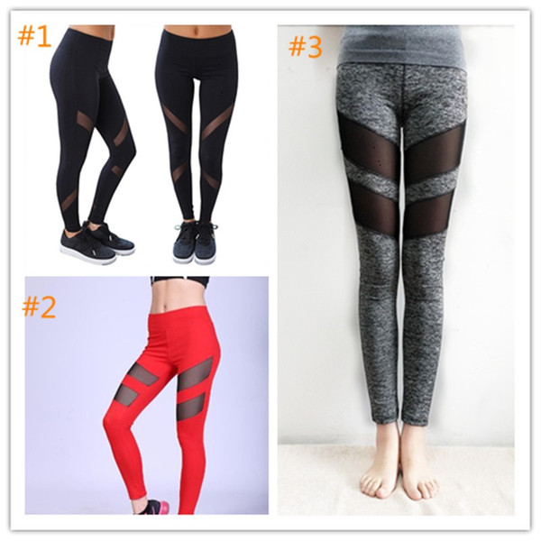 Hot Selling Sexy with Mesh Womens Yoga Pants Compression Running Tights Woman Trousers Yoga Leggings Breathable Lady Sport Gym Pencil Pants