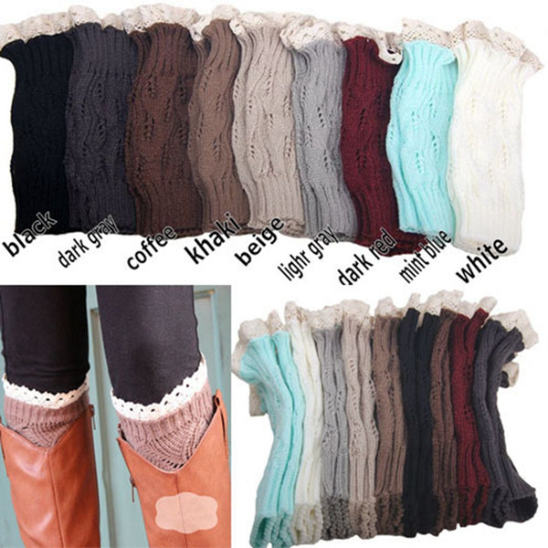 9 Color Women Girls Crochet Lace Boot Cuffs Handmade Knit Leg Warmer Ballet Lace Boot Cuff Leg Warmers Christmas Boot Socks Covers