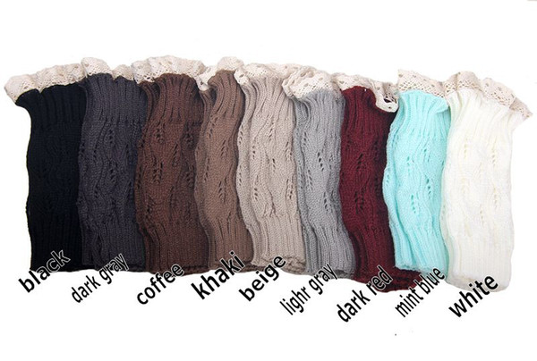 9 color women Crochet lace boot cuffs handmade Knit leg warmer Christmas Boot Socks covers wa3974