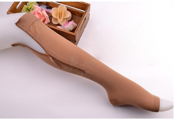 Varicose Support Stockings Slimming Calf Support Knee Socks Nylon Stocking Leg Shaper Zipper Compression Veins Shaper