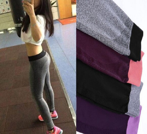 DHL Women Fashion Tight Sportwear Nice Leggings High Elastic Thin Sports Yoga Pants Fitness Running Long Trousers Legging Wholesale 4 colors