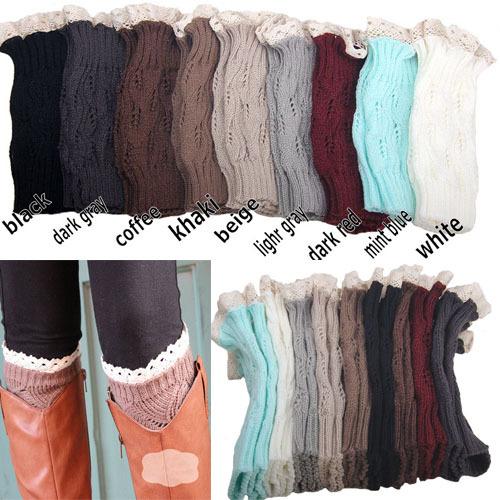 9 colors Women Crochet lace Boot Cuffs Handmade Knit leg Warmer Ballet lace Boot Cuff Leg Warmers Fashion Boot Socks Covers Free Shipping