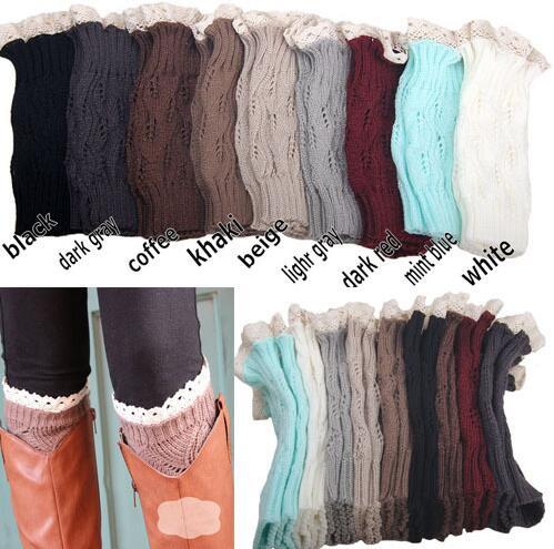 200 Pairs 9 colors women Crochet lace boot cuffs handmade Knit leg warmer Ballet lace Boot Cuff Leg Warmers Christmas Boot Socks covers