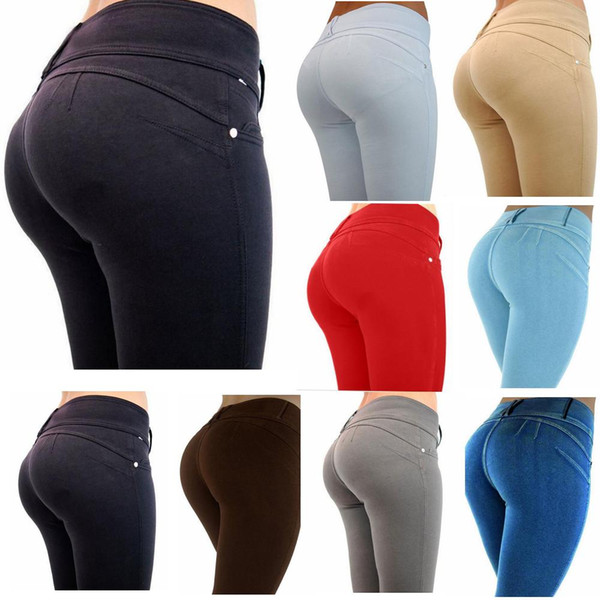 8 Color Pencil Pants Womens Skinny Leggings Hip Push Up Tights Jegging Stretch High Waisted Trousers Tights 50pcs