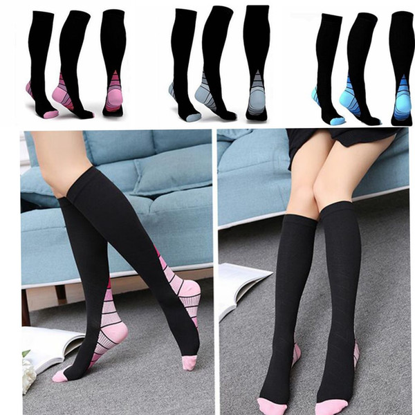 Compression Socks for Running Sports Fitness Cross Fit Sports Knee High Compression Sock 3 color KKA2763