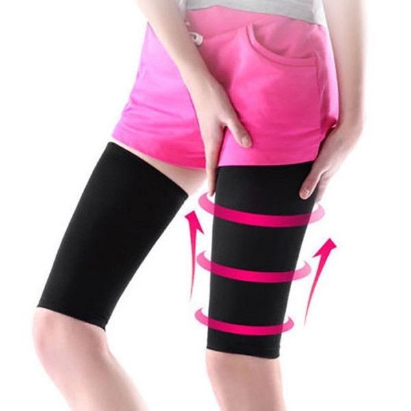 2 X Black Elastic Women Compression Slimming Thigh Leg Shaper Sleeve Varicose Veins Support Tennis Fitness Elbow Socks