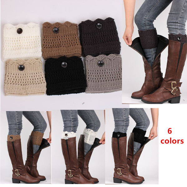 Winter Warm Women Knitted Boot Cuffs Socks Leg Warmer with Button Crochet Knit Boot Socks Toppers Cuffs Christmas Sock Warmers Gifts