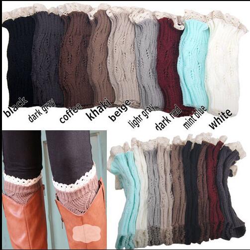 300 Pairs 9 colors women Crochet lace boot cuffs handmade Knit leg warmer Ballet lace Boot Cuff Leg Warmers Christmas Boot Socks covers