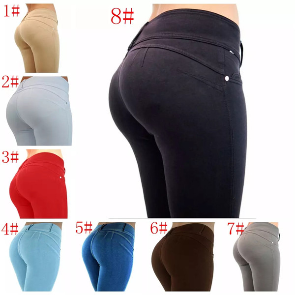 8 Color Pencil Pants Womens Skinny Leggings Hip Push Up Tights Jegging Stretch High Waisted Trousers TightsKKA3250