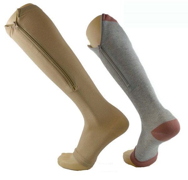 Leg Sculpting Slim Shaper Zip-Up Zippered Compression Knee Socks Supports Stockings Leg Open Toe Hot Shaper