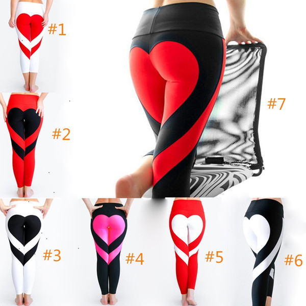 10pcsYoga Pants Sports Leggings 2018 Sexy Peach Hips Heart Shape Gym Clothes Spandex Running Workout Women Patchwork Fitness Tightsshipping
