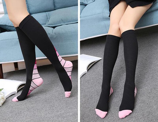 Hot Compression Socks for Running Sports Fitness Cross Fit Sports Knee High Compression Sock 3 color