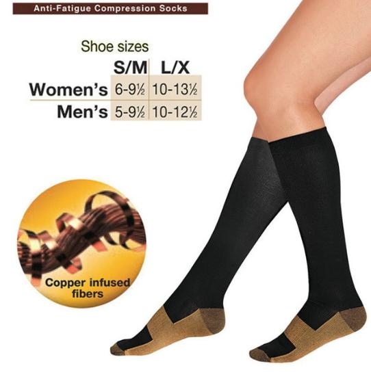 2017 S-XL Top Quality Anti Fatigue Copper Compression Socks Body Shaper Sports socks Unisex Slimming stockings OPP bag FreeShipping