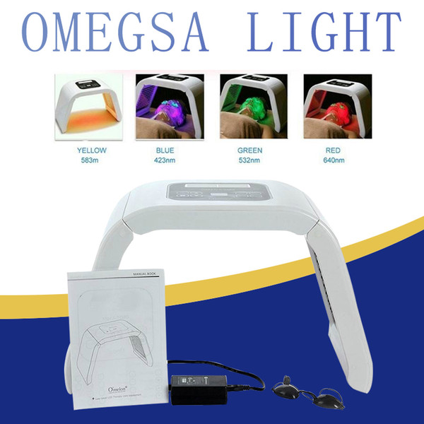 Korea Portable OMEGA LED Light Therapy PDT Facial Machine Red Blue Green Yellow 4 Color Light LED Facial Mask Acne Remover Photon Therapy