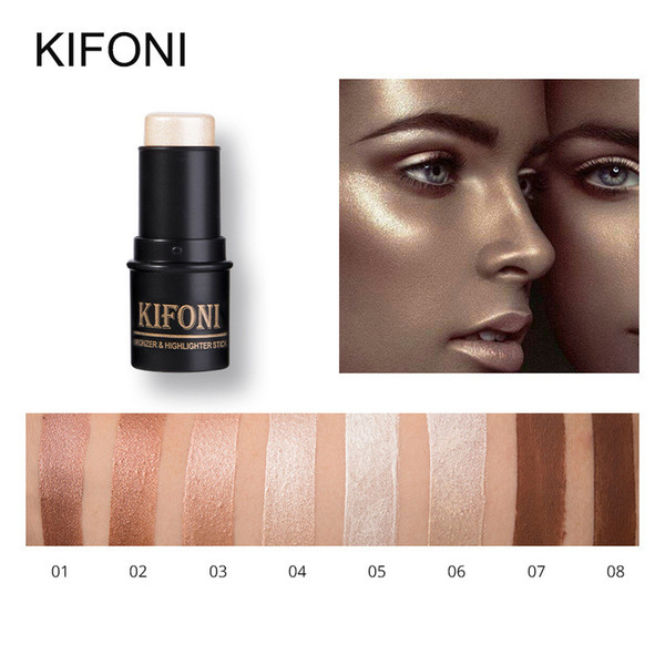 KIFONI makup Bronzer&Highlighter Stick 8 Colors 3D Contour Makeup Concealer Pen Face Waterproof Glow Brighten Stick Cosmetic