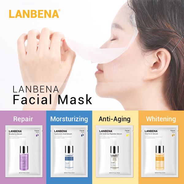 LANBENA Face Masks Hyaluronic Acid Vitamin C Serum Blueberry Sheet Mask Moisturize Whitening Anti-Aging Water-Locking Skin Care