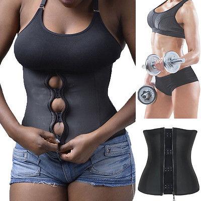 Corset Body Shaper Latex Rubber Waist Trainer Underbust Slimming Cincher Zipper Trainer Cincher Corset Zip Girdle Belt