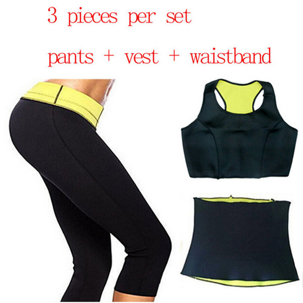 Super Stretch Women Hot Neoprene Body Shaper Set Sauna Slimming Abdomen Belly Belt Control Vest Waist Belt and Pant in 1 Set