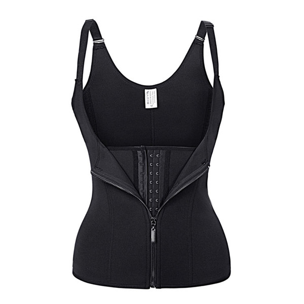 4 colors Zipper & Hook Women Black Latex Waist Trainer Corset Vest Steel Bone Waist Cincher Body Shaper Corselet -C