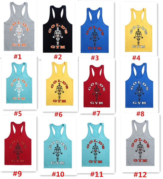 Gold's GYM Men Fitness Vest Stringer Cotton Tank Top Singlet Bodybuilding Gym Vest Muscle