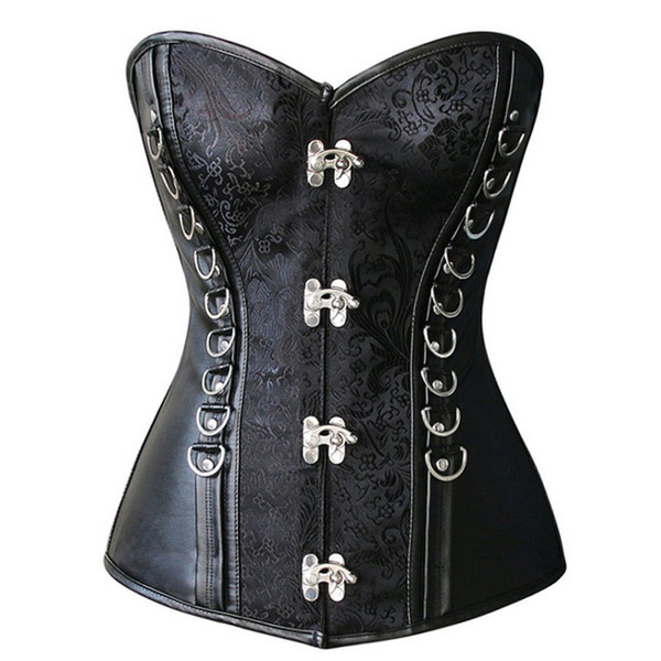 Fashion Women Waist Trainer Corsets Leather Steampunk Gothic Clothing Waist Trainer Lingerie Slimming Corsets and Bustiers