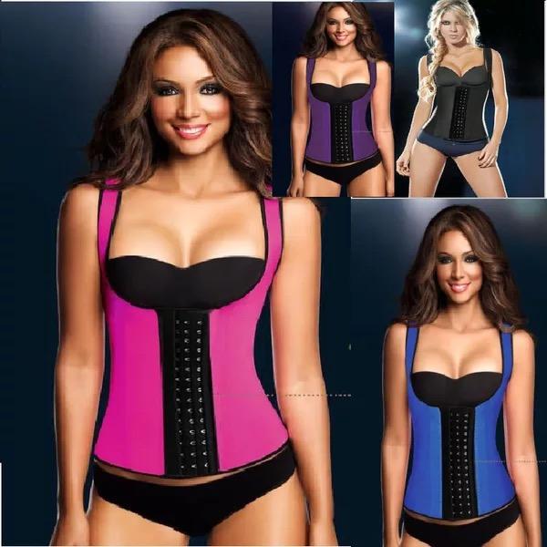 S-3XL 4 Colors Shoulder Straps Waist Trainers Latex Sport Waist Cincher Vest Rubber Steel Boned Waist Trainer Corset Shapewear