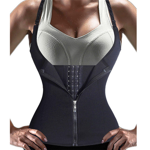 Women Waist Trainer Corset Zipper Vest Body Shaper Tank Top with Adjustable Straps