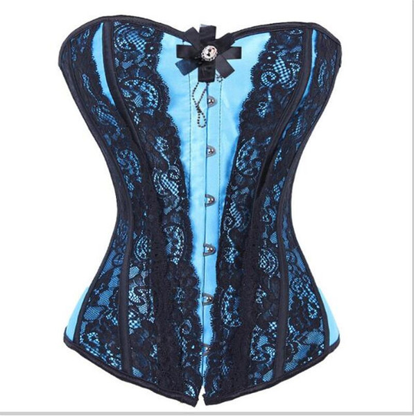 2018 Fashion Women Court corsets Lace Strapless Bustier Summer Corset Body Shapers Blue Sexy Lingerie And Bustiers Waist Corselet