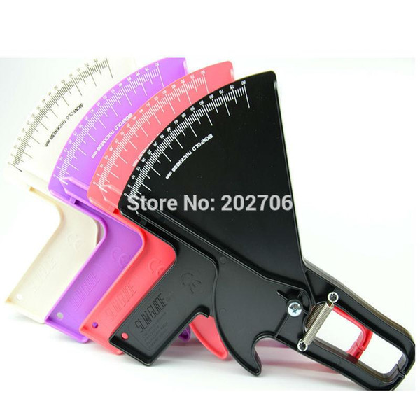 Wholesale New colors 0-80mm Slim Guide Skinfold Caliper Measure Body Fat Tester Keep Health Fitness 100pcs/lot