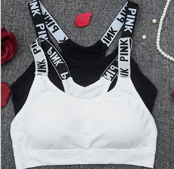 Hot Running Sports Shirts for Yoga Gym bras Push Up Bra Fitness Patchwork Tops love Adjustable Strap Bra black white colors free size