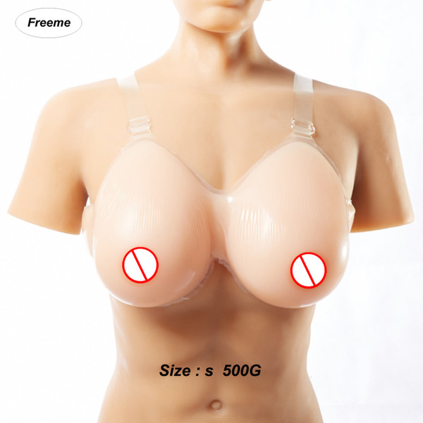 Freeme A cup 500g Realistic Silicone Breast Forms Strap Fake Boobs False Breasts Bust crossdresser breast form for men