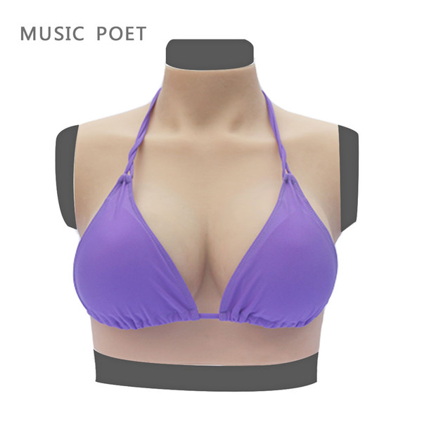 MUSIC POET Top quality D Cup Realistic Silicone Breast Forms Artificial Boobs Enhancer Crossdresser vagina for man shemale Trandsgender tit