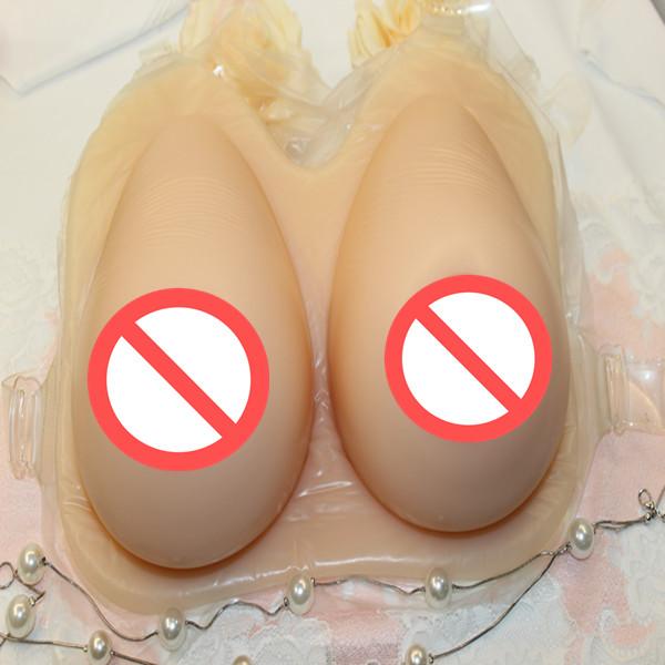 Free shipping hot selling big breast forms for men and cross dressers artificial false boobs 600g-1600g beige color