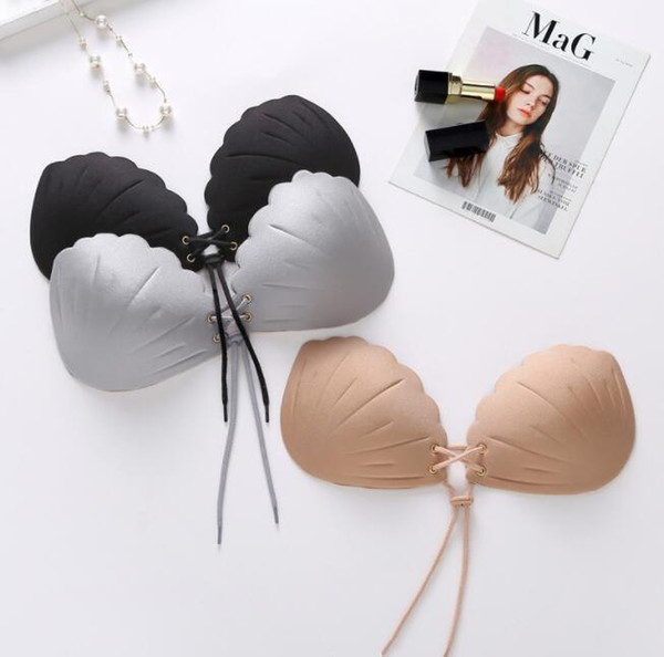 Silicone Invisible Bra Self-adhesive Push Up Strapless Bras shell shape Formal Dress Wedding Evening Silicone bra 3 COLOR LJJK1617