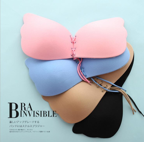 Invisible Butterfly Wings Bra 4 Colors Self-adhesive Silicone Stick On Push Up Strapless Backless Bras Underwear OOA1685