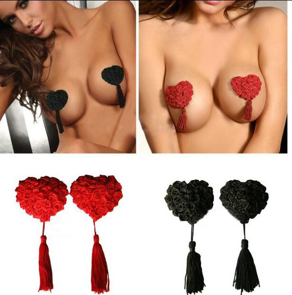 Tatyking Fringed Erotic Nipple Charm and Feminine Silicone Chest Stick Firmly Rose Heart Type Rose Fringe Nipple