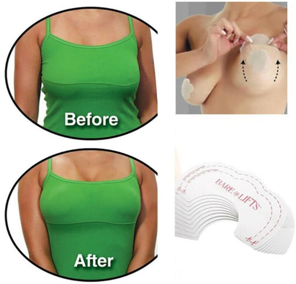 Bare Bring Up Lifts Push Instant Breast Bust Cleavage Shaper Invisible Enhancer Adhesive Tape Chest paste Petals (Color: White 5 Pair =10pc