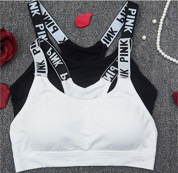 HOT Running Sports Shirts for Yoga Gym bras Push Up Bra Fitness Patchwork Tops love Adjustable Strap Bra pink free ship