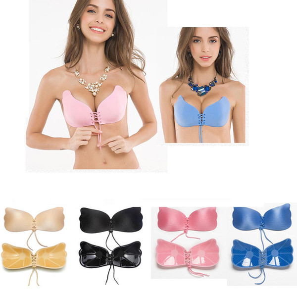 Self Adhesive Strapless Magic Bra Butterfly Shaped Bras e Push Up Nubra Strapless Self Adhesive Stick on Invisible Bra Shipping Free 170419