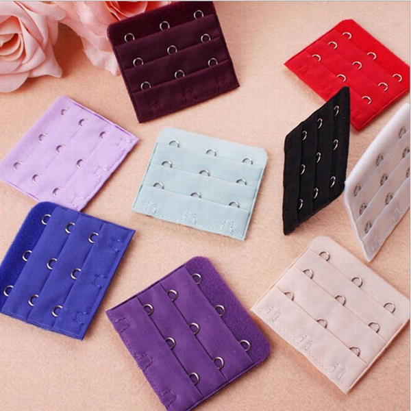 Wholesale for Useful Ladies 3 Rows 3 Hooks Bra Strap Long Extender Hook Clip Nude Adjustable Belt Buckle with multi-color available