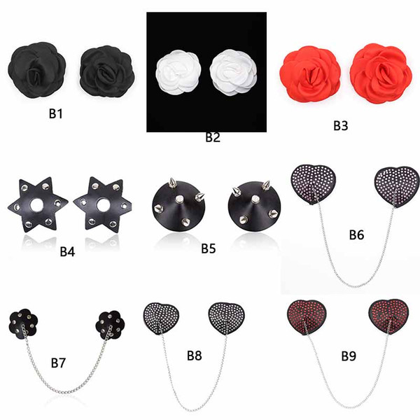 Dance 9 styles Women Sexy Nipple Cover Pentagram rivet petals Flirting Breast Boob Tape Fetish Nipples Stickers Covers a029