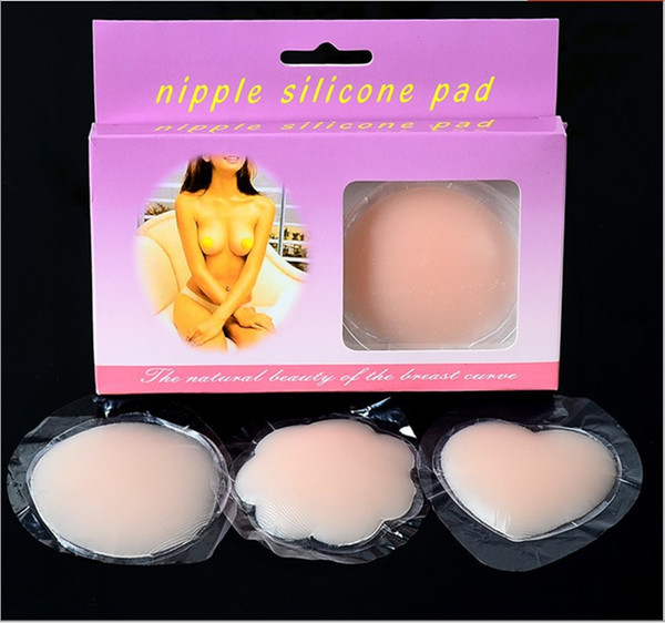 New Reusable Invisible Self Adhesive Silicone Breast Nipple Cover Bra Pasties Pad Free shipping 12pairs=24pcs/lot 3 design mixed