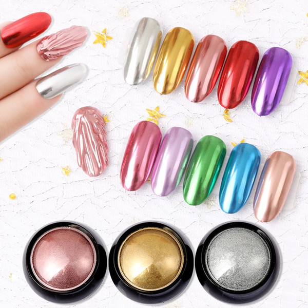 Nato Queen Super-Shine Nail Glitters Specchio Polvere di Titanio Rosa Oro Argento Metallizzato Manicure Unghie artistiche del Bicromato di p